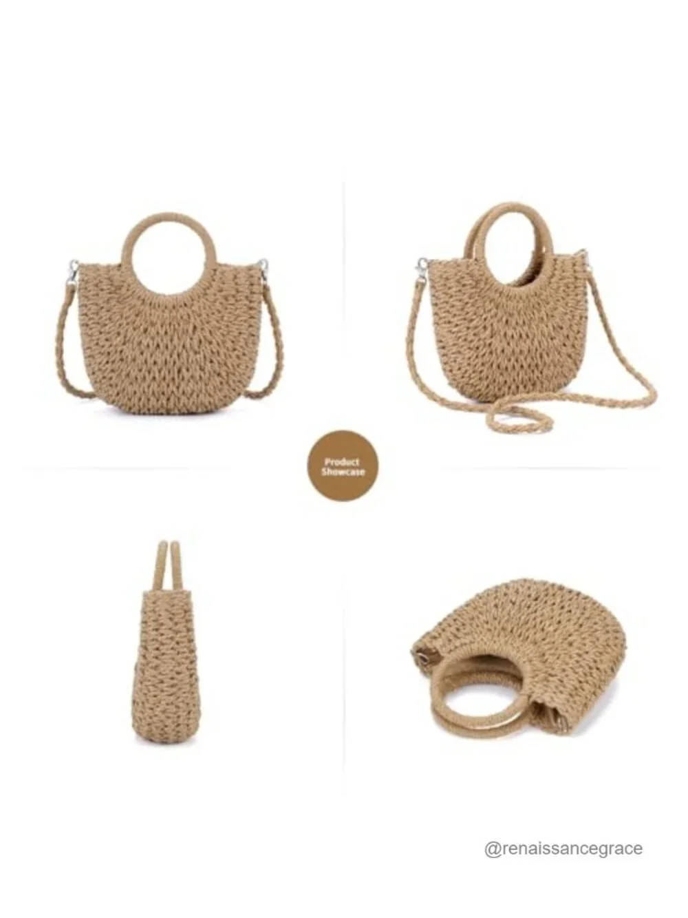 Handmade Straw Crochet Hobo Bag for Women Boho Summer Beach Tote